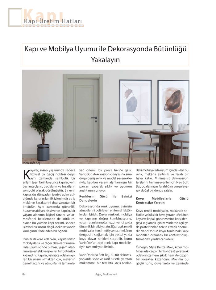 Ağaç Makineleri DOSYA : Kapı Üretim Hatları