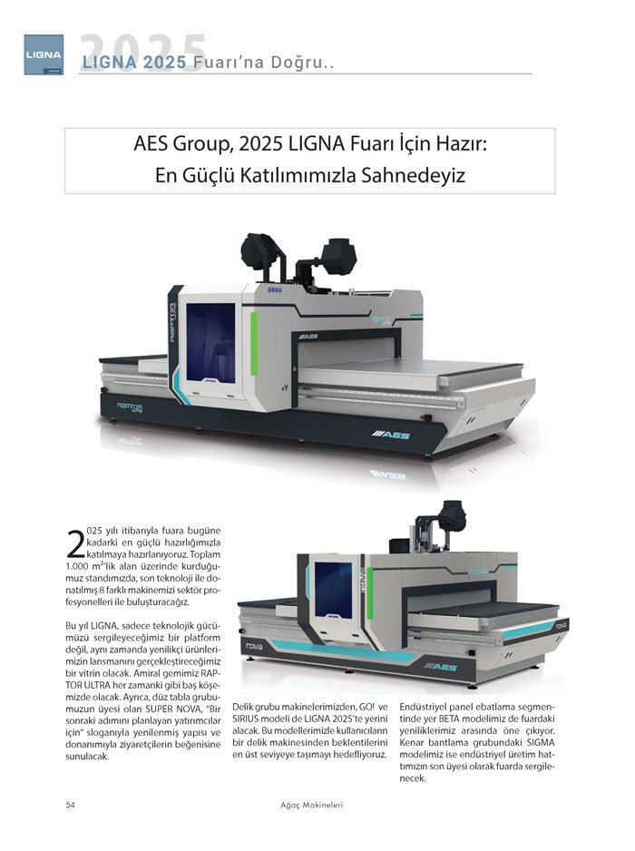 Ağaçmakineleri Dergisi Dosya: LIGNA 2025 Fuarına Doğru-AES