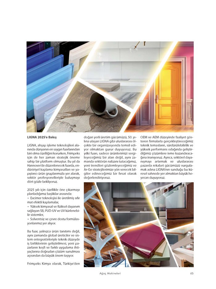 Ağaçmakineleri Dergisi Dosya: LIGNA 2025 Fuarına Doğru-Frimpeks