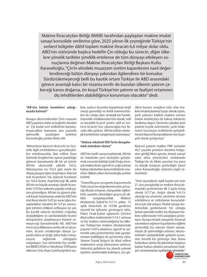 Ağaçmakineleri Dergisi Firmalardan Haberler MAİB