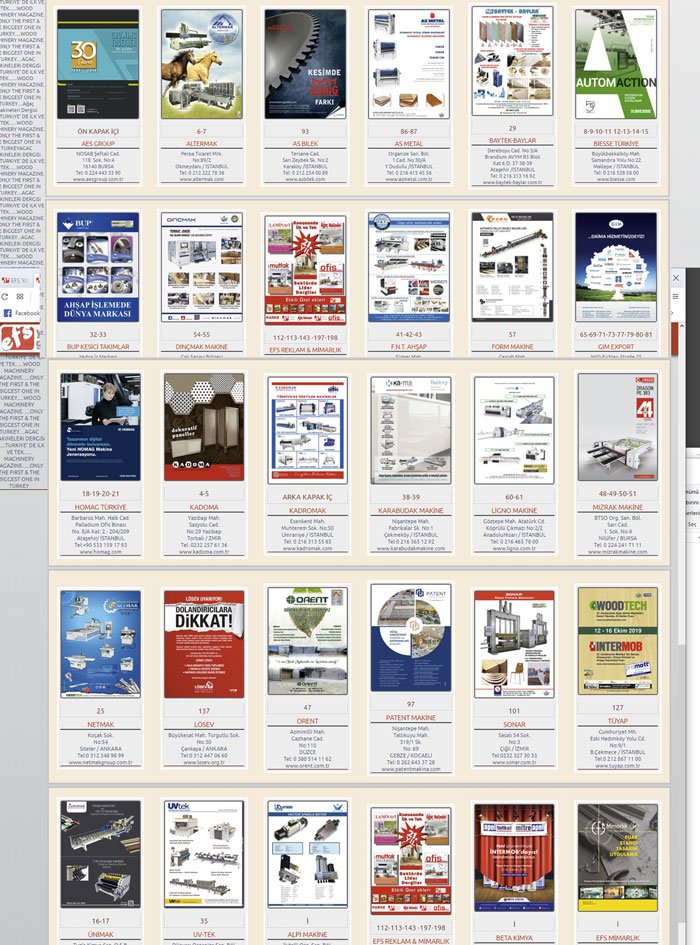 Ağaç Makineleri Dergisi İlanlar Adresler